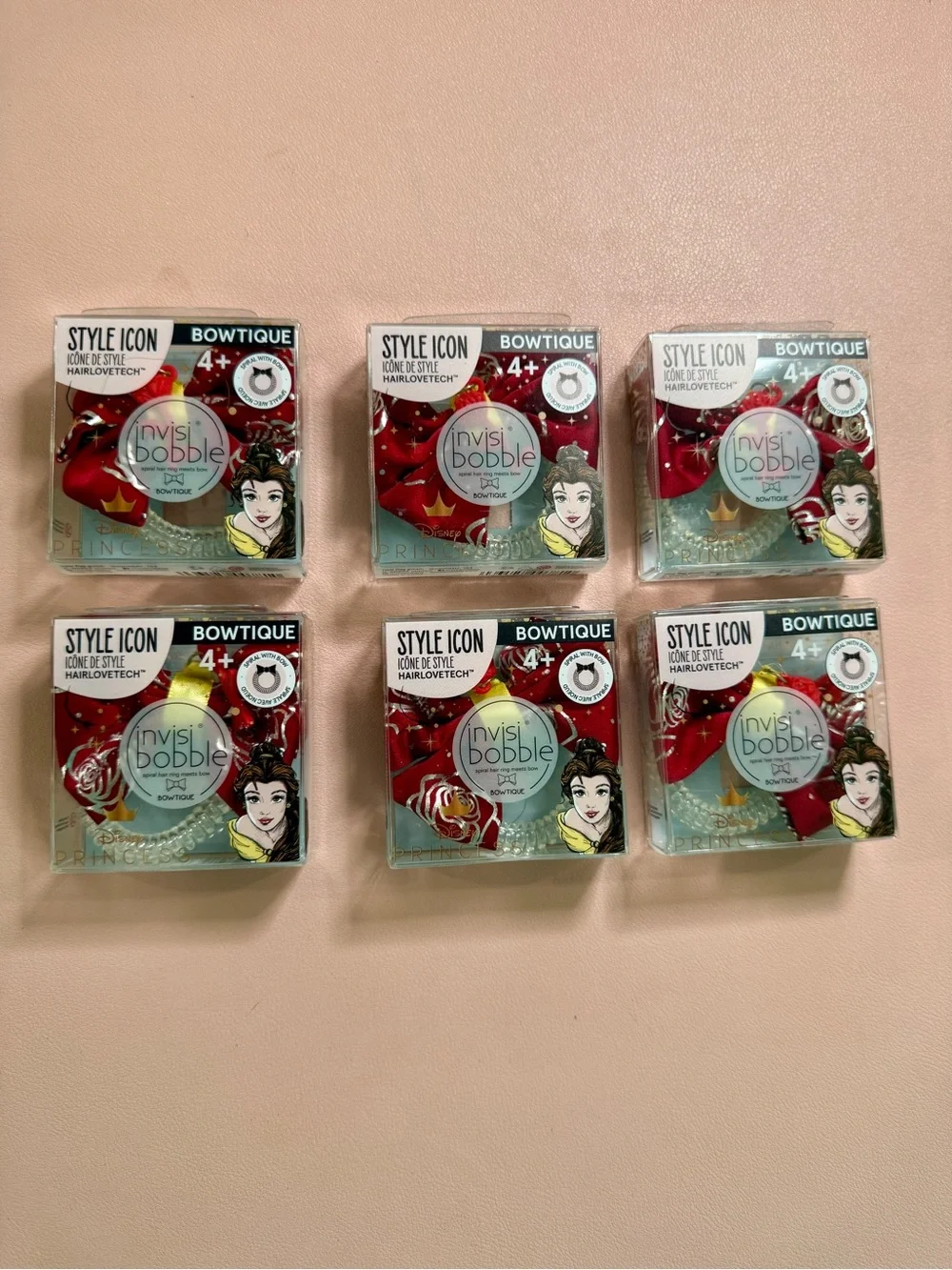 ✨ NIB Invisibobble Bowtique Disney Princess Belle Hair Ties Lot of 6✨